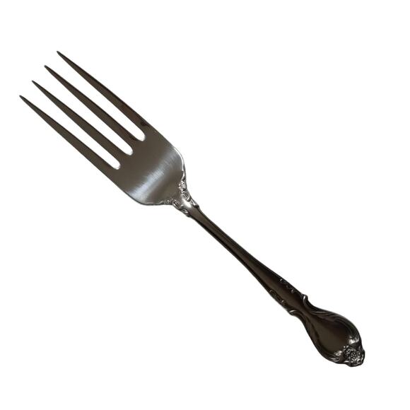 Lyons Queens Fancy Cold Meat Fork 18/8 Stainless Steel Satin Black Accents VTG - Picture 1 of 7